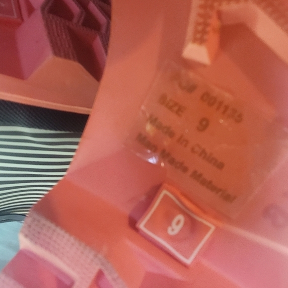 JOURNEE COLLECTION "Settle" Rain Boot in Stripped Black & Cream with Coral Sole - Picture 6 of 16